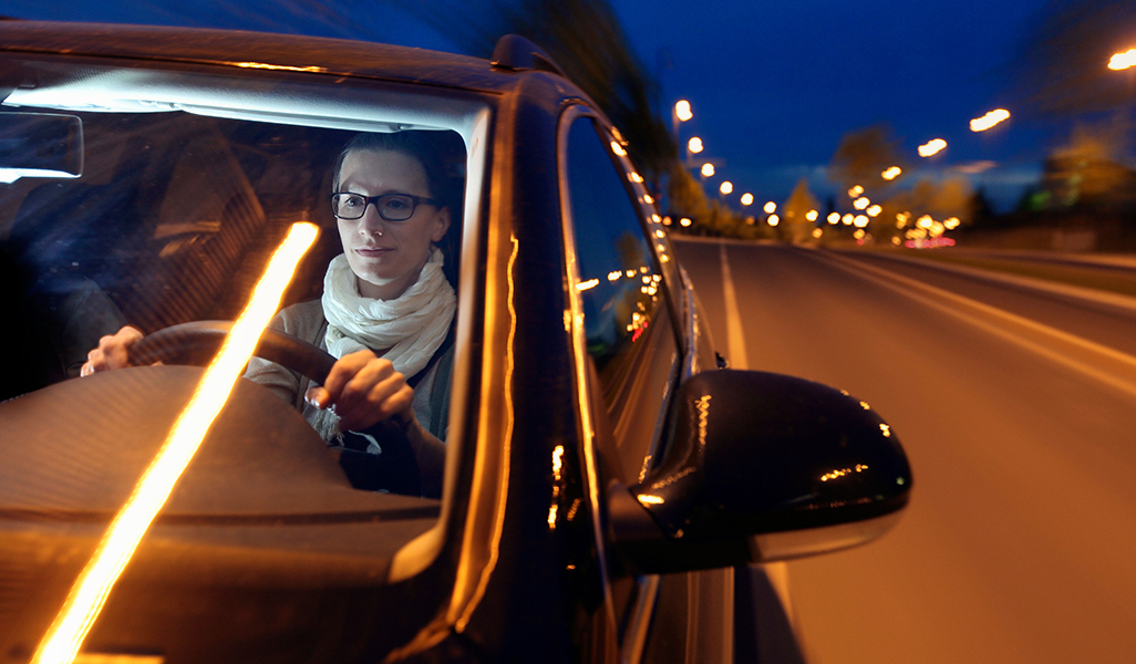 The glare caused by bright lights while driving at night can be a problem.
